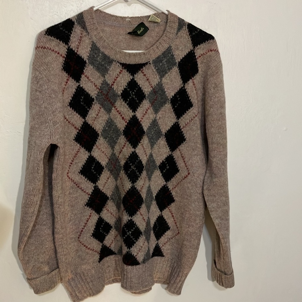 100% Shetland wool argyle sweater Made in England by Four Winds M vintage